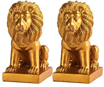 Löwen-Buchstützen für Zuhause, dekorativ, 2 goldene Buchstützen, Bücherregal, Dekoration, Buchstützen zum Halten von Büchern, robuste Buchstützen für Regale, Vintage-Antiq-Regale