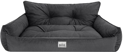 Bjird Hundebett - Hundekorb für kleine mittelgroße & große Hunde - Hundekissen - Hundesofa - EInfach zu reinigen - Joker Gesteppt - Größe: XL/XXL: 132 x 106 cm - Graphit Fancy