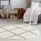 THE RUGS Shaggy Rug – Modern Moroccan Design Rugs for Living Room, Bedroom, Hallway, 3 cm Thick Area Rugs, (Diamond Ivory/Grey, 120cm Round)