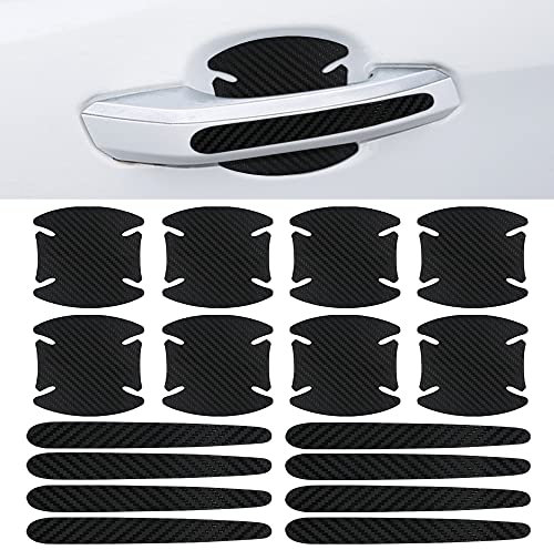 16 Pieces Car Door Handle Paint Scratch Protector,Ultra-Thin Carbon Fiber Anti-Scratches Car Door Handle Cup Protector Sticker Replacment for Car Accessories Non-Marking Protective Film Cover