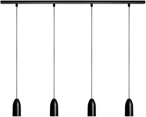 Buchenbusch urban design 4er Beton Lampe schwarz (33 Kabelfarben) Küche Theke Bar langer Esstisch hängend rund Deckenschiene höhenverstellbar blendet nicht minimalistisch black edition