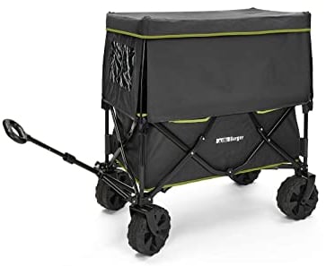 Berger Sonnendach für den Berger Bollerwagen, Dach Transportwagen │ Sonnensegel mit Gestänge und Seitenwänden zum Schutz gegen Regen & Sonne│ für Camping oder Kindertransport bei Wind & Wetter, grau