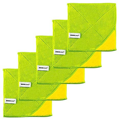 Kochblume 1-5-10er Set / Microfasertuch Putztuch 18 x 18 cm (5er Set, grün-gelb)
