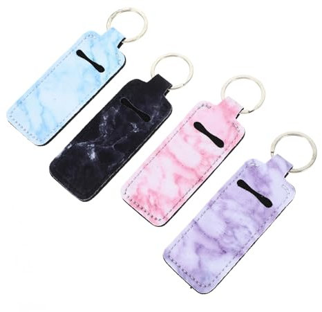 SHOWERORO 4 Stück schlüsselanhänger Schlüsselhalter Lippenstift Make-up-Organizer lippenbalsam tasche Schlüsselbundhalter Halterung Aufbewahrungskiste Neopren Aufbewahrungsbehälter Polyester