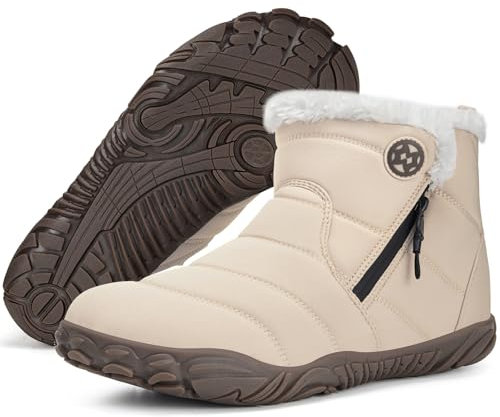 Stivali Uomo Donna Barefoot Scarpe Minimaliste Invernali Caldo Inverno Outdoor, Beige, 41 EU