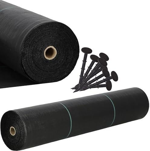 SPRINGOS Toile anti-mauvaises herbes en non-tissé de jardin 1,1 x 50 m 70 g/m² avec ancrage au sol