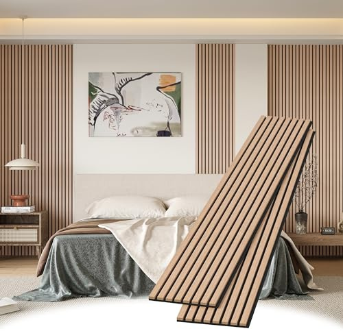 POHARE Lot de 2 panneaux muraux en bois 3D, chêne, 2,4 x 0,3 m