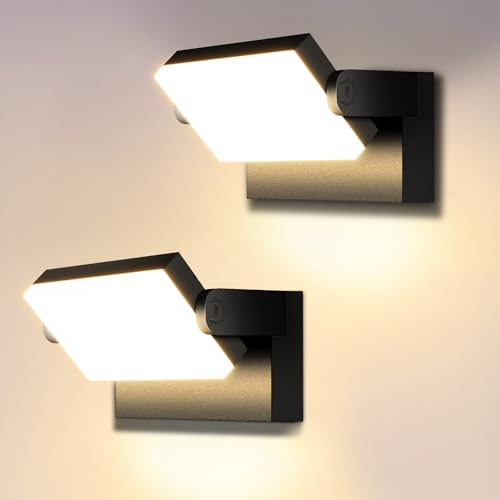 Kingwei 2 Stücke 40W LED Wandleuchten Aussen/Innen Wasserdicht IP65 Außenwandleuchte Warmweiß 3000K Wandlampe Außen mit 360° Schwenkbar LED Panel für Terrasse Garten Garage