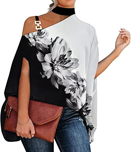 Generico Maglietta Donna Curvy Blusa Donna Elegante Curvy Fucsia Camicia Fiori Donna Camicia Estiva di Seta da Donna Elegante per Cerimonia Camicia Bianca Donna Cotone Classica