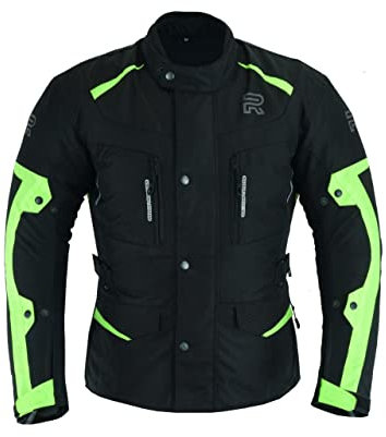 RAXUS EDGE VESTE DE MOTO HOMME HIVER 3/4 IMPERMÉABLE Homologuée CE, Fluo, XL