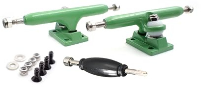 SPITBOARDS 36 mm Fingerboard Pro Trucks by, Real Lock Nuts, Rubber Urethane Bushings, Optimised Hanger, Width 36 mm, for Fingerboard Tuning and Assembling (Green)