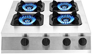 Generic Gas Hob with 4 Burners - LPG/NG Dual Fuel, Pulsed Electronic Ignition - Stainless Steel Built-In Cooktop
