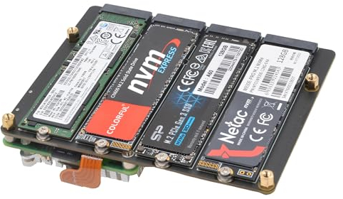 Geekworm X1011 PCIe to 4PCS M.2 Key-M NVMe SSD Peripheral Board for Raspberry Pi 5 (Not Support RAID)