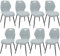 WAFTING Esszimmerstühle 8er Set, Gepolsterter Stuhl mit Hohe Rückenlehne aus Stoff und Schwarz Lackierte Metallfüße, für Esszimmer, Schlafzimmer und Empfang, Cyanfarben