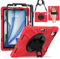 BRAECN pour Coque iPad Pro 11 2022/2021/2020/2018, 4ème/3ème/2ème/1ème Génération, Étui de Robuste avec Film Protection, Support Rotatif à 360°et Dragonne, Bandoulière, Porte-Stylet, Rouge