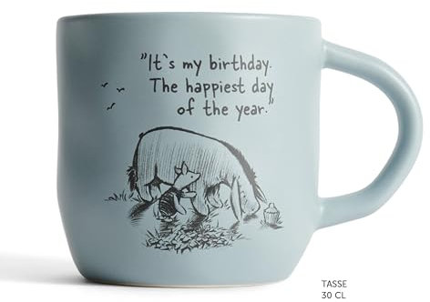 Fyrklövern Disney Winnie the Pooh Tazza 30 cl - Gres porcellanato di alta qualità con Winnie the Pooh, con citazioni originali e tocco fatto a mano (blu)