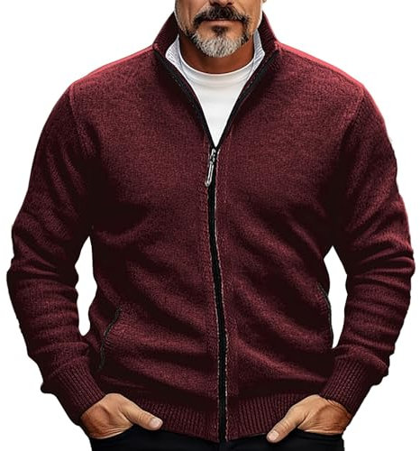 Laquieio 2024 Mantel mit Kapuze für Herren, Herbst, Winter, Schafsjacke, Federn, Fitness, dick, warm, lässig, mit Reißverschluss, Laufen, Bauchtasche, Rot, M