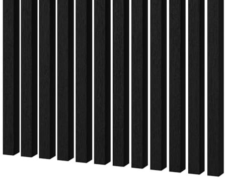 MEBANO. Lot De 12 Panneaux Muraux MDF Bois 240 x 3 cm Noir – Lamelles Décoratives Décoration Murale Salon Chambre Plafond