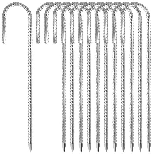 Realtopdo 12Stk. Bodenanker Verzinkter Stahl Heringe 30 cm Erdanker Erdnägel Bodenanker stabil Zeltheringe Camping für Zelte, Camping, Trampoline, Planen, Anker, Garten Pfähle