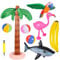 mizikuu 9 Stück Aufblasbare Palmen Spielzeug Set, Aufblasbar Flamingos Papagei Banane Strand Bälle Delphin Spielzeug mit Luftpumpe für Hawaii Party Dekor Strand Hintergrund Sommer Schwimmbad