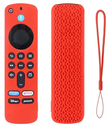 KNOXS Silicone Remote Case Compatible with Amazon Fire TV Stick 4K 2nd Gen, [Anti Slip, Shockproof, Dustproof] Case Compatible with Amazon Fire TV Smart TVs (Red)