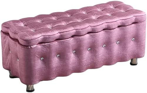 Rechteckiger Ottomane, Sitzbank mit Eis-Fleece-Polsterung, multifunktionales Ende des Bettes, Kleiderschrank, Spind, Ankleiden für Kleidung, Schuhe, Sofa, Seeblau, Größe: [Größe]