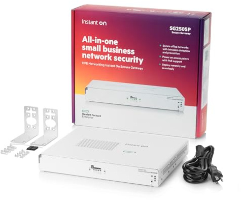 HPE Networking Instant On Secure Gateway SG2505P, 5 Ports, 2,5 G, intelligentes Gateway mit PoE, 2 x 2,5 GBase-T, 3 x 1GBase-T, 60 W PoE-Klasse 4, US-Kabel (S0G34A#ABA)