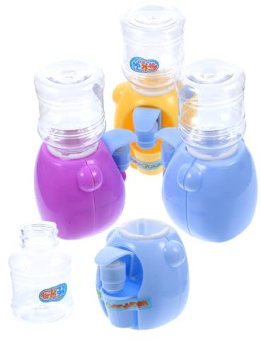 KONTONTY 4sets Mini Water Dispenser Toy Cute Cartoon Design for Pretend Play Educational Role Play Toy for Boys and Girls