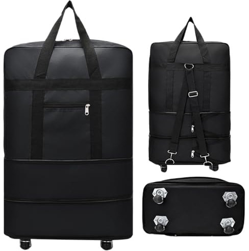 NethCasti 24 Zoll mittelgroße Reisetasche mit Rädern Faltbarer Reisetasche zum Reisen mit Schultergurt Oxford Stoff wasserdichtes Rollen für Check-in-bewegende Häuser