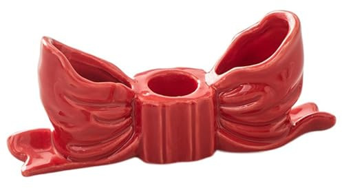 Kerzenhalter mit Keramikschleife, Spitzkerzenhalter, für Hochzeit, Abendessen, Party (rot)