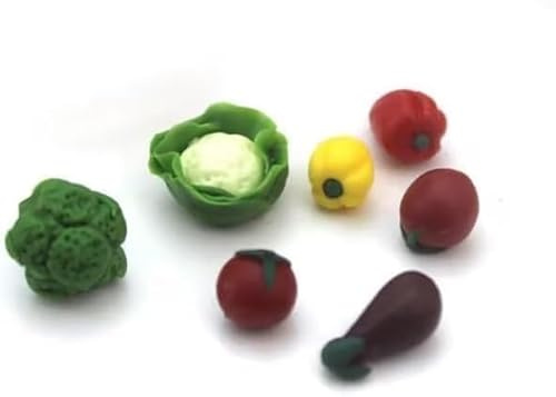 7Pcs Miniature Food Mini Vegetables Figurines Miniature Vegetables for Miniatures Food Kitchen Mini House Store, Mini Realistic Clay Food Tomato Cabbage Pepper, Décor