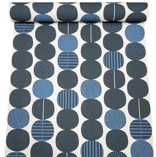 SOPHIE LAURENCE Plain Blue Geometric Spot & Circle Wallpaper – Paste-The-Wall Vinyl Free-Match Roll for Lounge Feature Wall (≈ 53 cm × 10.05 m)