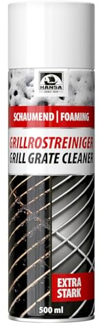 Hansa Grillrostreiniger Schaum - Extra Stark Reiniger für Grillrost & Grillgitter - Für Gasgrill, Holzkohlegrill, Elektrogrill, Smoker, Kugelgrill & Keramikgrill-Entfernt Eingebranntes & Fett (500ml)