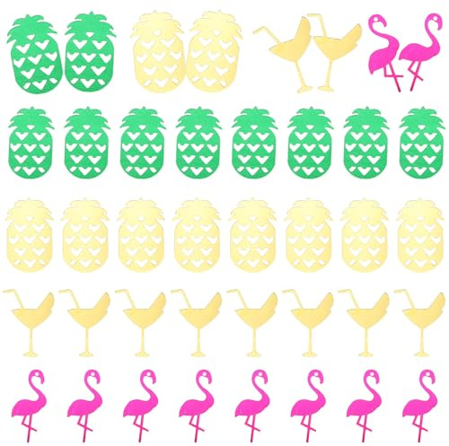 Artibetter Sommer Hawaii Party Konfetti Tischstreudeko PVC Glitzer Konfetti Mix mit Ananas Flamingo und Cocktail für Hochzeit Geburtstag Themenparty