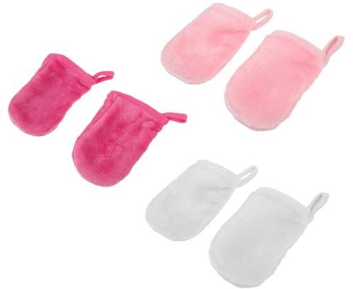 TIDTALEO 6pcs Face Washing Mitts for Makeup Removal Fine Fibre Material, Simple Design Gloves for Bath and Facial Cleaning, Soft Exfoliating Beauty Gloves for Daily Skincare