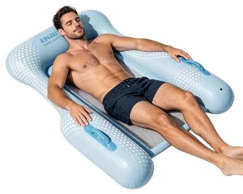 Arroopu Flotador de Silla para Piscina,Asiento Plegable con Base de Malla | Soporte Antideslizante de Lados para Cama Hinchable - para Adultos Hombres Mujeres Jóvenes Baño Natación Agua Verano Playa