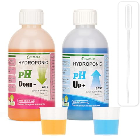 UIUZMAR pH Minus & pH Plus Set pH Balance Set 2×250ml für Hydroponik | pH-Regulierer für präzise & schnelle Einstellung – perfekt für Hydroponik, Erde, Kokos, DWC & Aquaponik