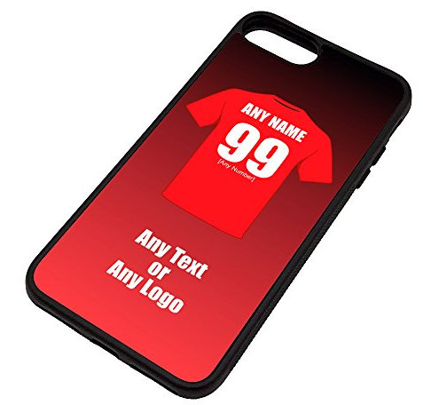 Personalised Gift - United iPhone 7 Plus / 8 Plus Case (Black, Football Club Design Theme) - Any Name/Message on Your Unique - Apple 7+ 7Plus 8+ 8Plus TPU Manchester Red Devils Army Reds