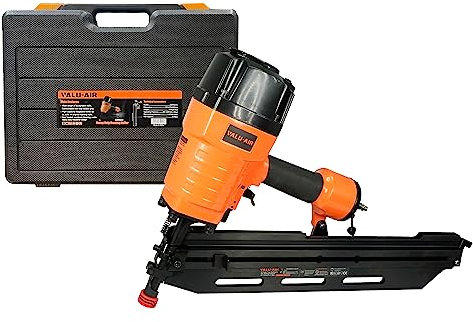 Valu-Air 9021C 21 Degree 3-1/2 Full Round Head Framing Nailer with Carrying Case and Interchangeable Trigger, Tool-Free Depth Adjust, and No Mar Tip