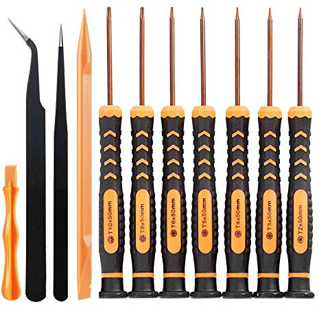 Torx Security Screwdriver Tool Set with T10 T8 T6 T5 T4 T3 T2 - Torx Screwdriver Bits Kit with Hole for Xbox one Controller, ps4, ps3