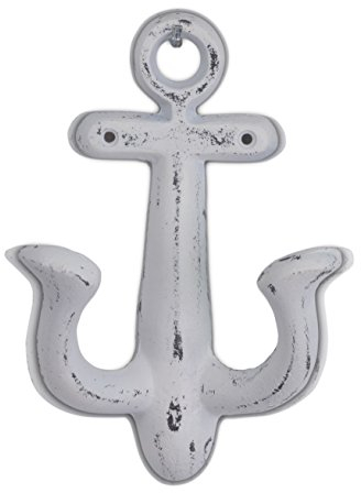 CHICCIE Maritimer Kleiderhaken - Anker - Wandgarderobe aus Holz - mit 1 Metallhaken - Höhe 21 cm - Hakenleiste - Kleiderständer - Handtuchhalter