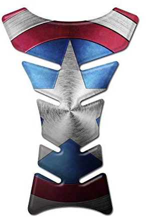 TANK PAD Paraserbatoio RESINATO Effetto 3D HEROES - Compatibile con YAMAHA HONDA KAWASAKI (Captain America)