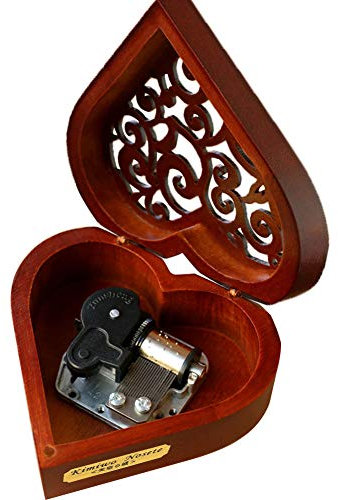 Youtang Spieluhr, Kreative Hollow Cover, 18 Töne, Holz-Spieluhr, Herzform, Musik-Geschenk, holz, Silver Movement, Tune:Zelda:Song of Storms