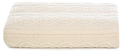 Irische Aran Überwurfdecke für King Size Betten Decke aus 100% superweicher Merinowolle Warme und Weiche Aran Decke Natürliche Farbe