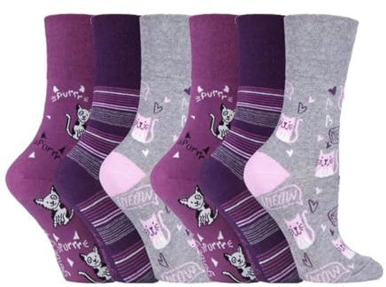 Gentle Grip - 6 Pairs Non Elastic Soft Top Cotton Socks for Women
