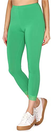 Merry Style Damen 7/8 Leggings mit Spitze MS10-342(Grün,XXL)