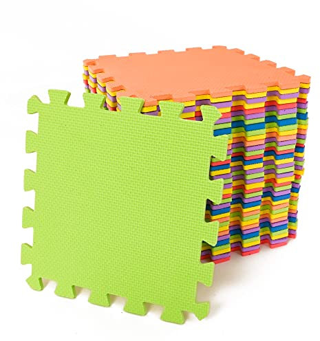 M.Y Interlocking Foam Play Mat - 29x29cm Thick Multi Colour Soft EVA Floor Tiles 36 Piece