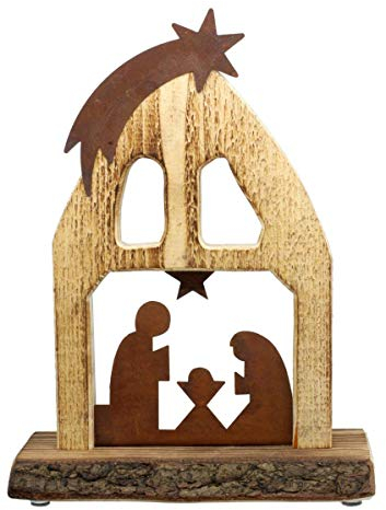 condecoro Weihnachtliche Krippe aus Holz und Metall