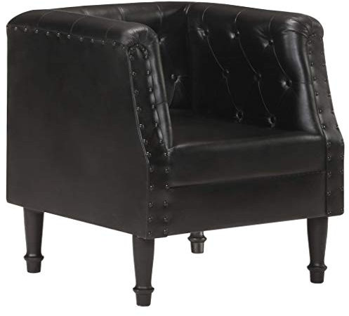 Tidyard Poltrona Poltrocina Retro Vintage Chesterfield in Vera Pelle di Capra 60x57x64 cm,Poltrona da TV in Pelle Vintage,Poltrona da Salotto in Pelle Vintage,Poltrona Chesterfield in Pelle