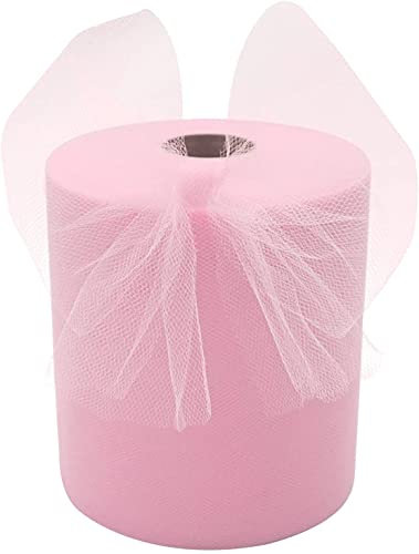 Rouleau de tulle rose de 15,2 cm par 182,9 m pour toile de fond de mariage, artisanat, fête d'anniversaire